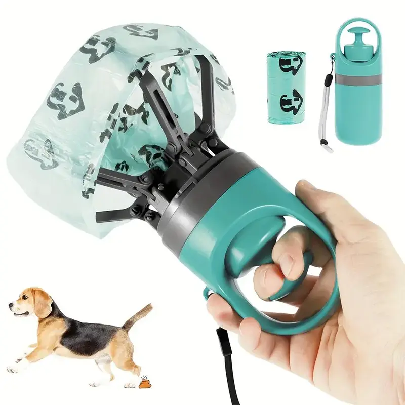 Portable Pet Poop Scooper, 1 Set Pet Waste Bag with Pet Six Claw Poop Shovel Clip, Pet Outdoor Poop Picker, Dog Supplies, Pet...