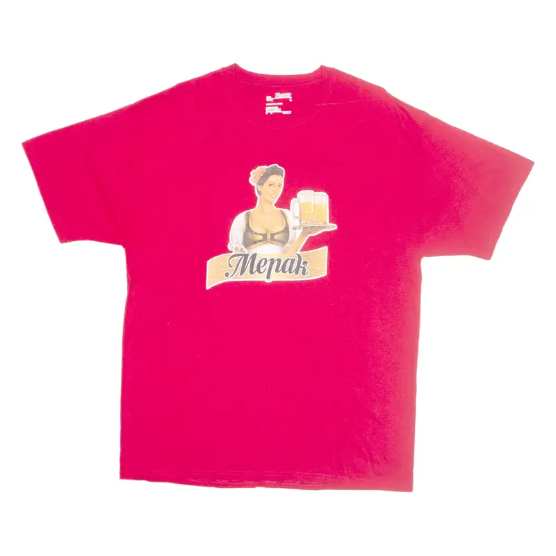 HANES Mens T-Shirt Red L