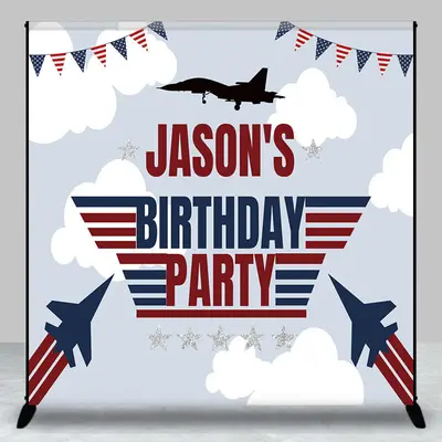 Aviation Plane Cloud Custom Name Birthday Backdrop - Aperturee