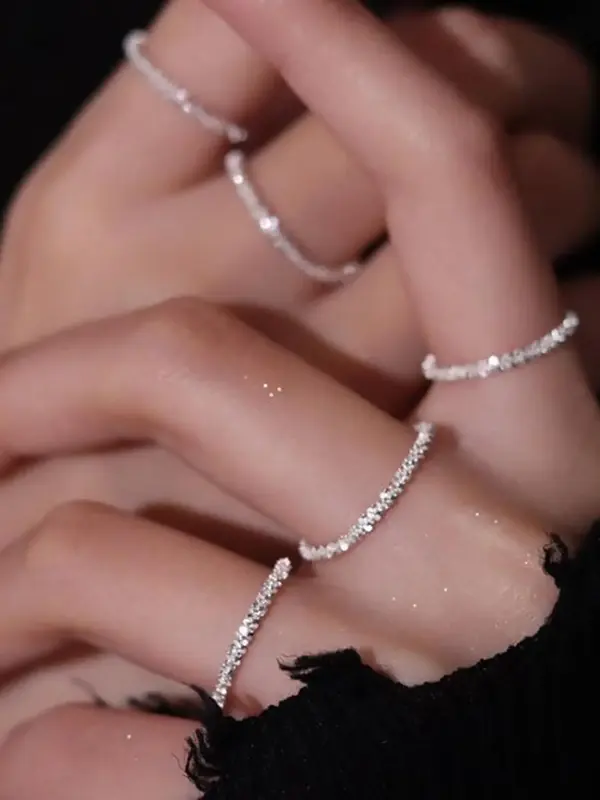 Women's Summer Elegant Minimalist Glittering Rings, Exquisite Trendy Engagement Rings, Chic Gorgeous Jewelry As Gift for Girl...