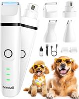 oneisall 4 in 1 Dog Clippers, 2 Speed Dog Paw Trimmer & Nail Grinder, Low Noise Rechargeable Dog Grooming Kit with Guards,Cor...