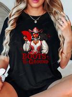 Boots On The Ground Boot Cowboy Western Cowgirl Linedance T-Shirt- Graphic Tees Festival Outfits Outfits For Women, Shirt Top...