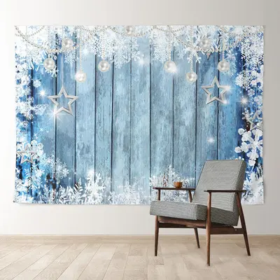 Aperturee Wooden Snowflake Star Pearl Merry Christmas Backdrop