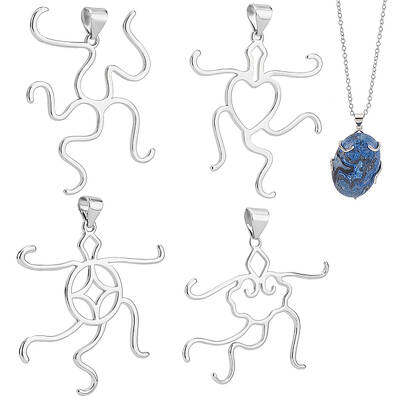 4Pcs 4 Styles Brass Pendant Cabochon Settings