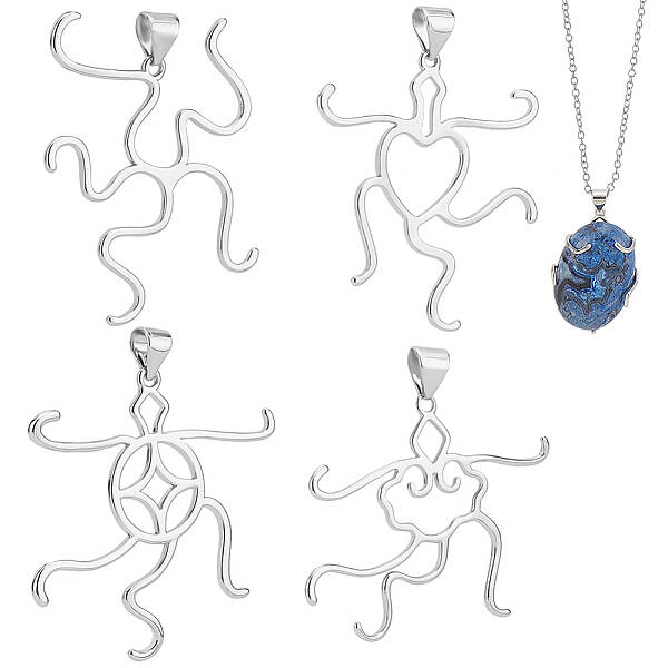 4Pcs 4 Styles Brass Pendant Cabochon Settings