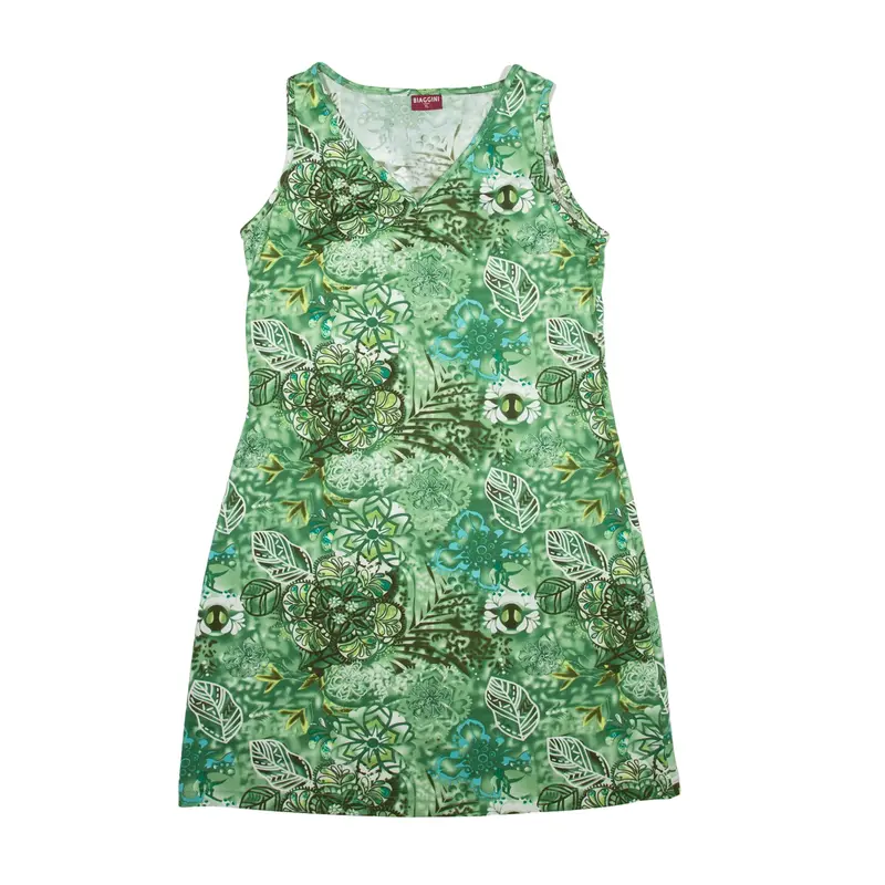 BIAGGINI Y2K Bodycon Dress Green Floral Sleeveless Short Womens UK 18