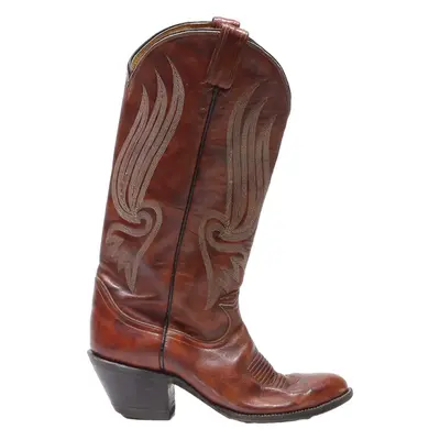TONY LAMA Cowboy Boots Brown Leather Womens UK 3