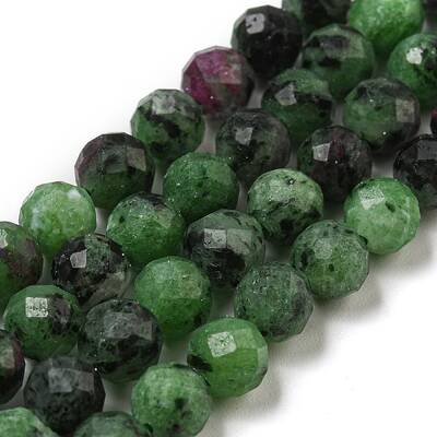 Faceted Round Natural Ruby in Zoisite Bead Strands