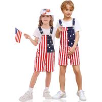 Kids 4th of July Outfit Boy American Flag Overall Girl Stretch Denim Jumpsuit USA Shorts with Zipper Fly(Flag,6Year) : Clothi...