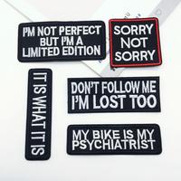 Letter Embroidery Patch, 5 Counts Funny Slogan Embroidery Patch for Backpack Hat, DIY Embroidered Patch for Clothes Decor