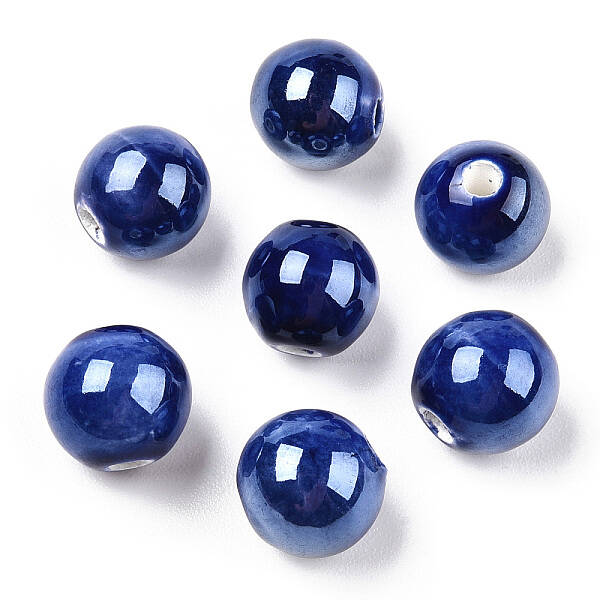 Pearlized Handmade Porcelain Round Beads