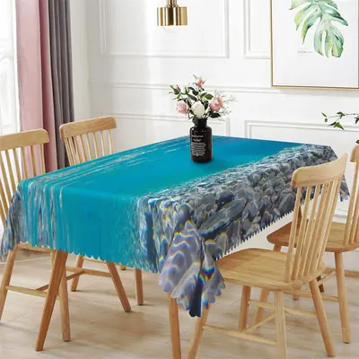 Clear Underwater Cobblestone Blue Dining Tablecloth - Aperturee