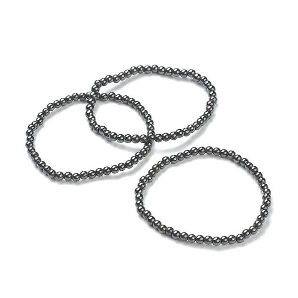 Synthetic Non-magnetic Hematite Beaded Stretch Bracelets