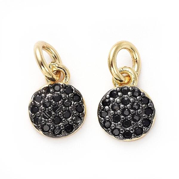 Brass Micro Pave Black Cubic Zirconia Charms