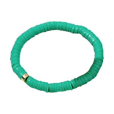 Polymer Clay Heishi Surfer Stretch Bracelet with 304 Stainless Steel Beaded