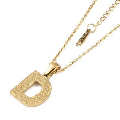 Ion Plating(IP) Initial Letter 304 Stainless Steel Pendant Necklaces