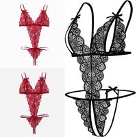 Women Teddy Lingerie Lace Teddy Bodysuit Deep V Teddy Sexy lingerie One Piece Adjustable straps and backless Crotchless Bodys...