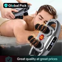 6-head Back Massager, 9-speed Adjustment Muscle Massagers with Red Light Heating, Professional Usb Rechargeable Massagers Mus...