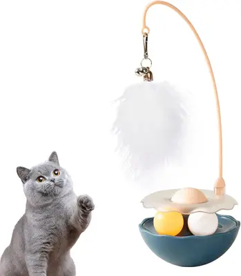 Interactive Cat Feather Toys, Catnip, Track Balls, Cat Teaser for Indoor Cats and Kittens Exercise