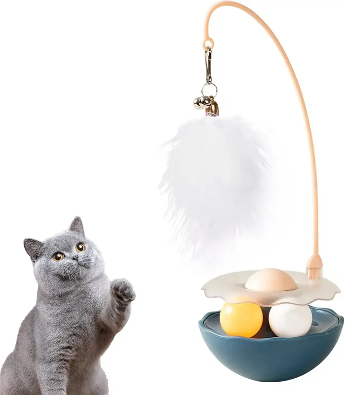 Interactive Cat Feather Toys, Catnip, Track Balls, Cat Teaser for Indoor Cats and Kittens Exercise