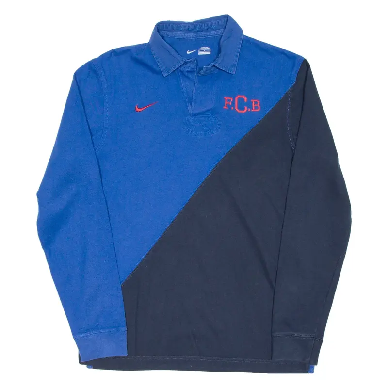 NIKE Mens Polo Shirt Blue Long Sleeve M