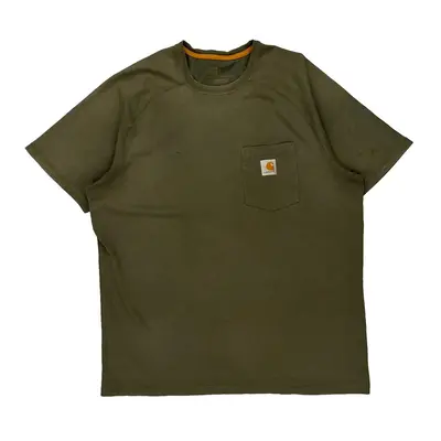 Carhartt T-Shirt - Large Green Cotton Blend
