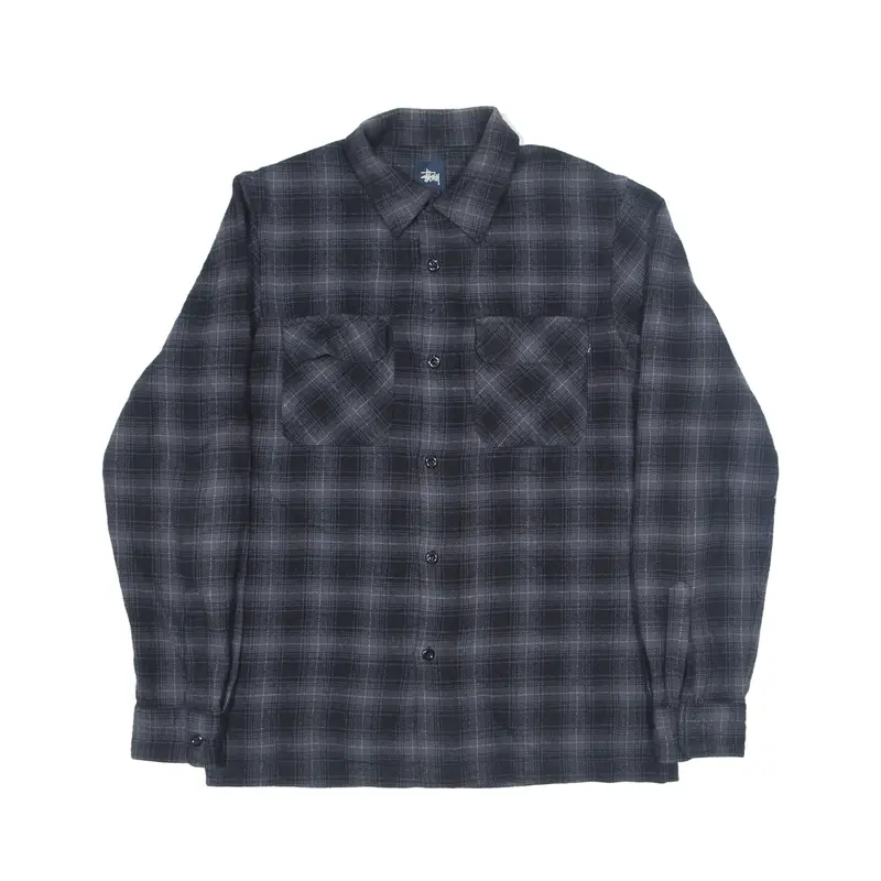 STUSSY Flannel Shirt Black Check Long Sleeve Mens S