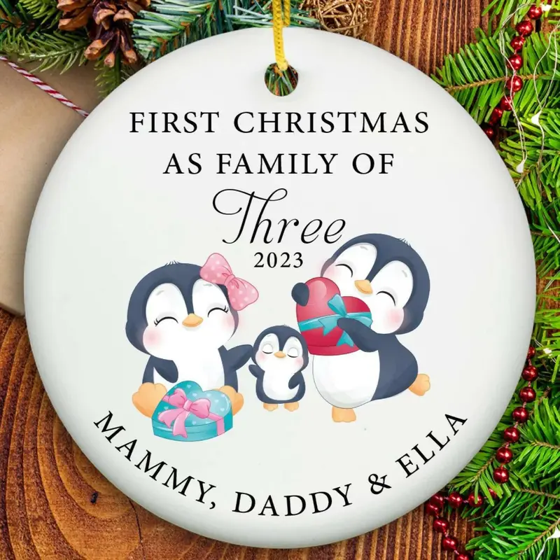 Family of Three Ornament - Ceramic