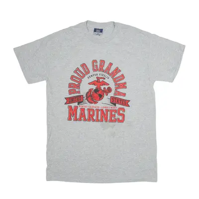 MV SPORT United States Marines USA T-Shirt Grey Short Sleeve Womens M