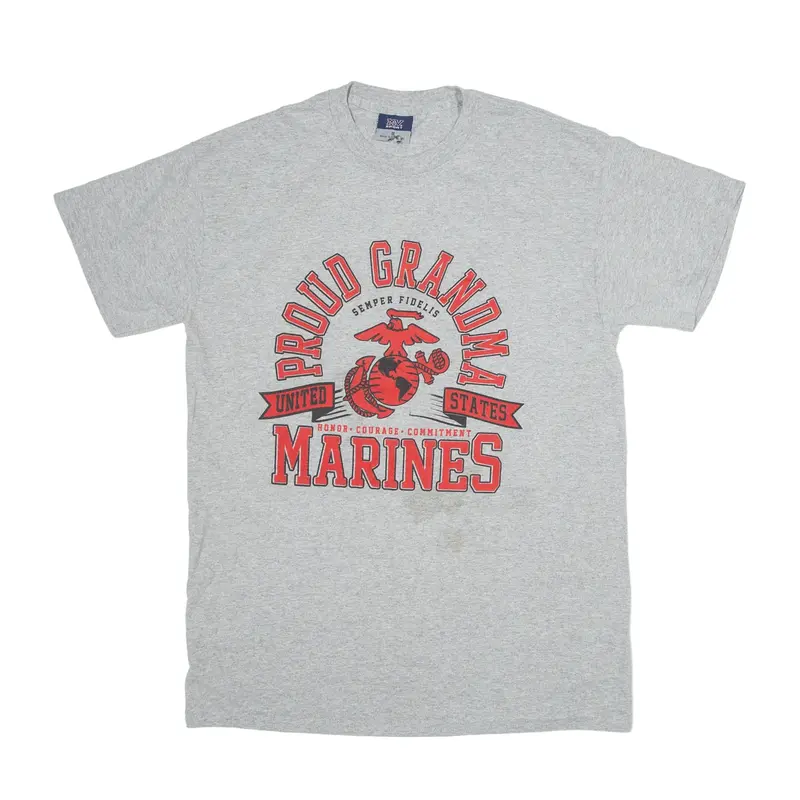 MV SPORT United States Marines USA T-Shirt Grey Short Sleeve Womens M