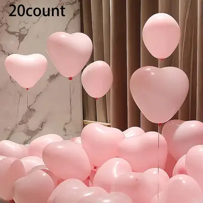 Heart Shaped Balloon, 20pcs Latex Solid Color Balloon for Proposal & Wedding & Party & Anniversary & Birthday Decoration, Val...
