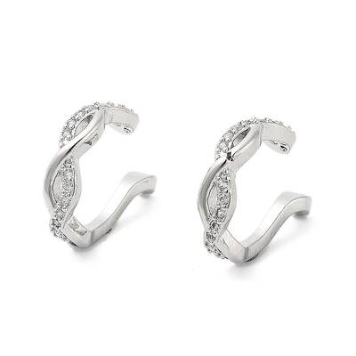 Rack Plating Brass Micro Pave Cubic Zirconia Clip-on Ring