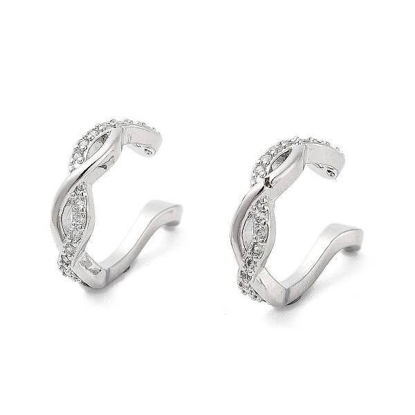 Rack Plating Brass Micro Pave Cubic Zirconia Clip-on Ring