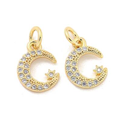 Brass Micro Pave Clear Cubic Zirconia Charms