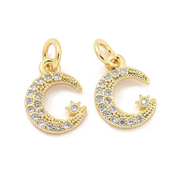 Brass Micro Pave Clear Cubic Zirconia Charms