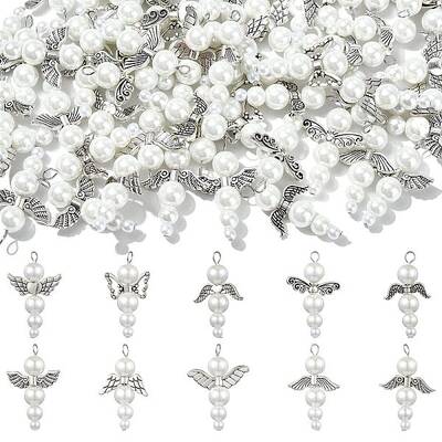 60Pcs 10 Style Acrylic Alloy Pendants