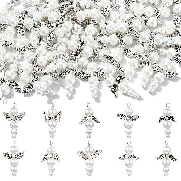 60Pcs 10 Style Acrylic Alloy Pendants