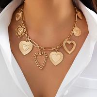Multiple Heart Pendant Statement Necklace with Gold Finish and Elegant Design oddity jewelry fairy core