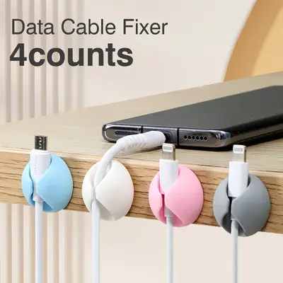 4 Counts Convenient Cable Clips, Ultra-Adhesive Compact Cable Holders for Cord Organization, Wire Holders for Organizing Powe...