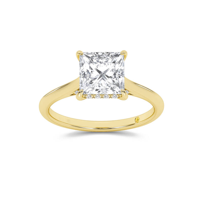 Twinkle Hidden Halo Princess Cut Lab Grown Diamond Engagement Ring | 18K Yellow Gold 2 1/5 CT. TW.
