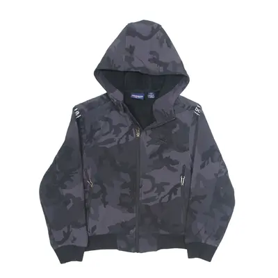 REEBOK Fleece Lined Track Jacket Grey Camouflage Boys 8 Years