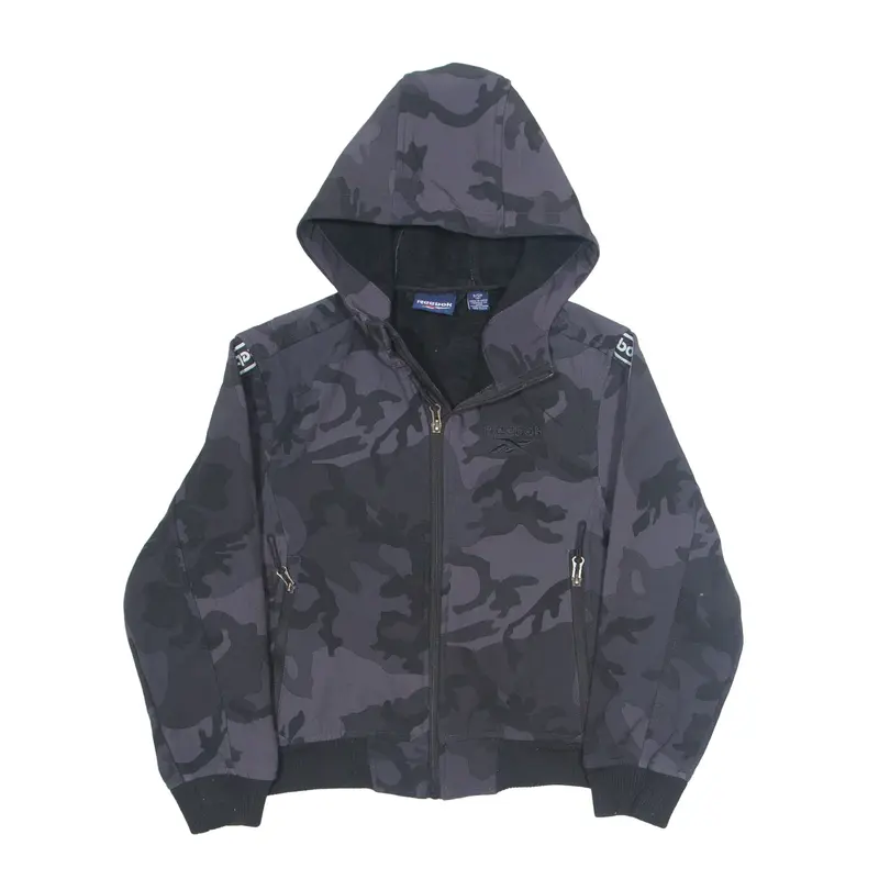 REEBOK Fleece Lined Track Jacket Grey Camouflage Boys 8 Years