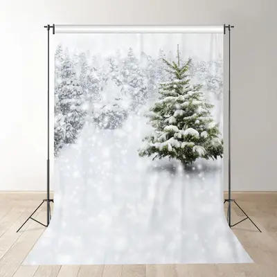 Aperturee Snowy Forest Winter Scene Backdrop For Photograph