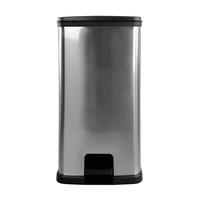 13.2 Gallon Trash Can, Plastic Rectangular Step Kitchen Trash Can, Silver Stainless Steel