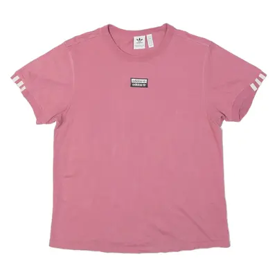 ADIDAS Womens T-Shirt Pink UK 16