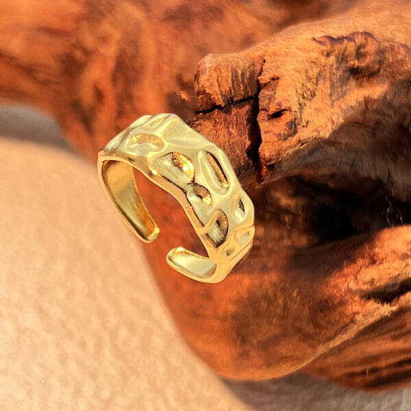 Hammered 304 Stainless Steel Cuff Rings