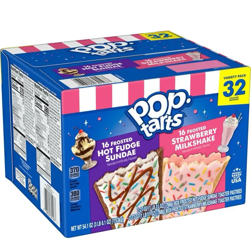 Pop Tarts Frosted Variety Pack 32 ct Limited Time Strawberry Milkshake Hot Fudge Sunday