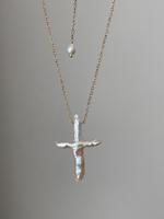 Freshwater Baroque Pearl Necklace l Dainty Cross Necklace l Minimalist Necklace l Religious Pendant Necklace  l Symbolizing F...