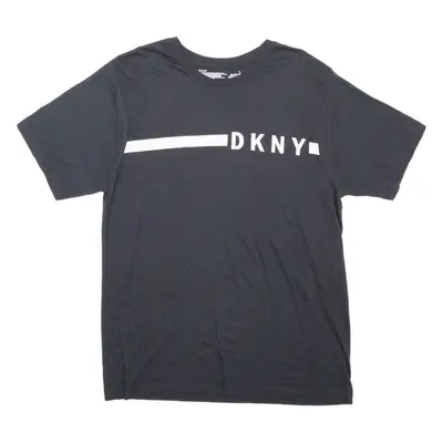DKNY Mens T-Shirt Black Crew Neck L
