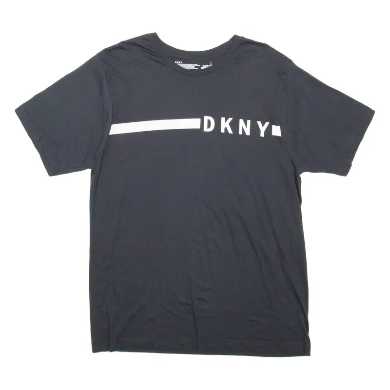 DKNY Mens T-Shirt Black Crew Neck L